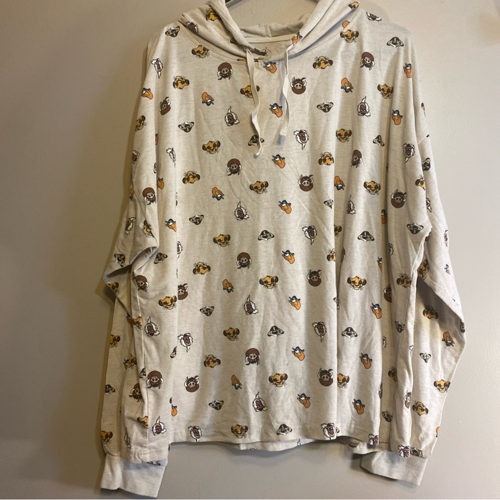 Disney Parks Tokyo Womens Lion King Hoodie Pullover Shirt All Over Print Size XL